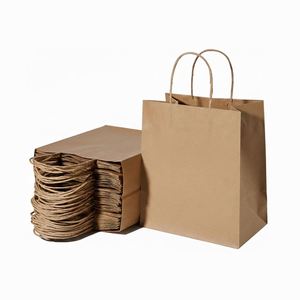 LH Low MOQ Custom Logo Factory Promotion Wholesale Eco-Friendly Biodegradable Recyclable Luxury Kraft Shopping Paper <b>Bags</b> Cotton - Product Image 2