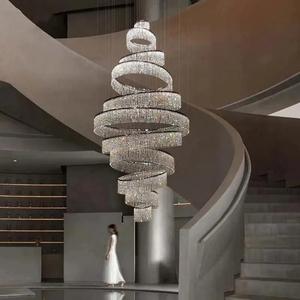 <span class=keywords><strong>Lustre</strong></span> sur mesure moderne pour escalier, plafond haut, villa de luxe, grand <span class=keywords><strong>lustre</strong></span> LED en cristal personnalisé - Product Image 2