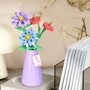 W1007 Flower Vase Sunflower Rose Jasmine Lily Tulip Flower Creative Building <strong>Block</strong> Plastic Toy Gift for Girls Boys Kids - Product Image 4