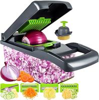 KZR Multifunctionele 15/1 stalen groentesnijder, handmatige keuken fruit- en groentesnijder voor ui, aardappel, appel, voor commerciële voedselkopers
