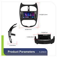 Autoradio Android Podofo 6,2 pouces 4+64G, écran IPS, CarPlay/Android Auto sans fil, GPS, FM, RDS, AI DSP, BT pour Peugeot/Citroën