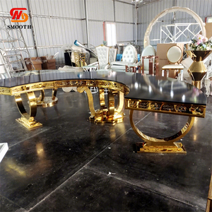 Decoración para Bodas, <span class=keywords><strong>Mesa</strong></span> de <span class=keywords><strong>Media</strong></span> <span class=keywords><strong>Luna</strong></span> de Acero Inoxidable Estilo Nórdico, Mesas de Comedor, Juego de <span class=keywords><strong>Mesa</strong></span> y Sillas para Restaurante - Product Image 1