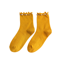 Chaussettes Vintage de Qualité Supérieure pour Femme, Nouveauté Printemps, Douces, Confortables, Tricotées, avec Revers Perlé et Logo, Vente en Gros Direct Usine