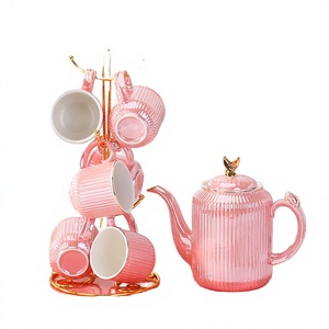 Modern Style Large Capacity Ceramic Eco-Friendly Cold Water Coffee Tea Pitcher <b>Set</b> High Temperature Resistant Teapot <b>Teacup</b> Cups - Product Image 2