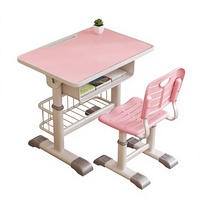 En stock, table d'étude moderne de qualité commerciale, gain de place, hauteur réglable avec rangement, chaises en métal robustes et durables, ensemble pour enfants