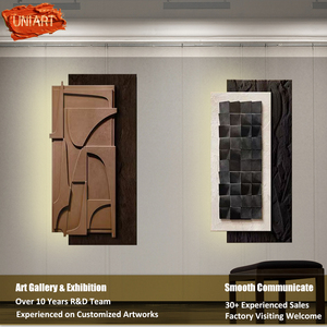 UNIART Sculpture Murale Verticale en Grès à Effet 3D Wabi Sabi, Art Lumineux LED Géométrique Minimaliste pour Décoration Intérieure - Product Image 5