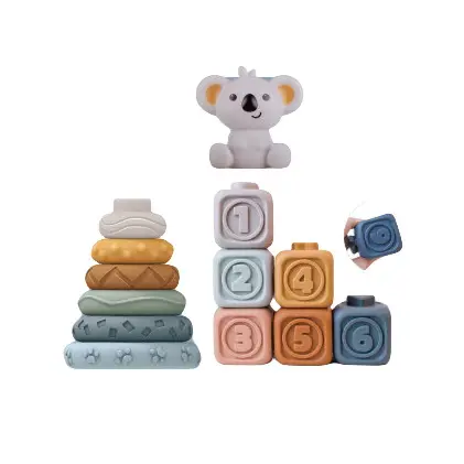 Zhiqu jouets tour d'empilage en Silicone blocs d'empilage en Silicone jouet blocs d'empilage souples pour bébé Montessori sensoriel