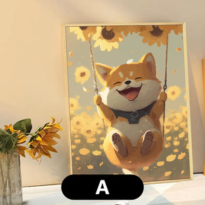 Shiba Inu cucciolo <span class=keywords><strong>di</strong></span> girasole dipinto a mano eco-friendly appeso dipinto carino cane guarigione cartone animato parete decorativa <span class=keywords><strong>di</strong></span> <span class=keywords><strong>arte</strong></span> moderna - Product Image 6
