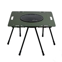 Table pliante multifonctionnelle portable et légère pour l'extérieur, ensemble complet pour le thé, le feu, le pique-nique, le barbecue, en alliage d'aluminium