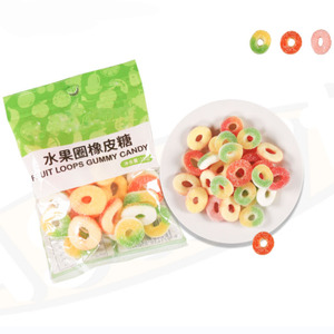 Sour <strong>Sugar</strong> Coated Fruit Apple Strawberry Peach Pineapple Rings Gummy <strong>Candy</strong> Bonbon - Product Image 1