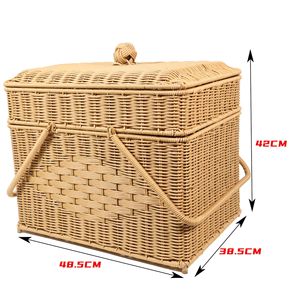 Wholesale outdoor hand-woven round hand-held <b>baskets</b>, fruit <b>baskets</b>, worship <b>baskets</b>, <b>storage</b> <b>baskets</b>, imitation rattan - Product Image 3