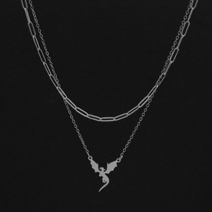 Retro Simple <b>Titanium</b> Steel Pterosaur Shaped Pendant Necklace Gold Silver Plated Unisex's Necklaces Fashion Jewelry Wholesale - Product Image 5