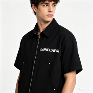 Felpa Vintage <span class=keywords><strong>oversize</strong></span> da uomo con Zip personalizzata da fabbrica a manica corta squadrata da lavoro per <span class=keywords><strong>Polo</strong></span> con motivo stampato traspirante - Product Image 1