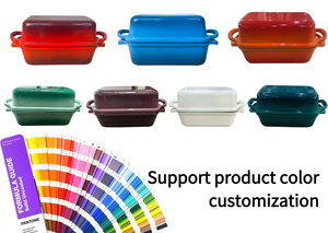 Marmite à pain avec couvercle <span class=keywords><strong>en</strong></span> <span class=keywords><strong>fonte</strong></span> émaillée 2-<span class=keywords><strong>en</strong></span>-1, fait main, pour la cuisson de gâteaux et de pains à la maison - Product Image 5