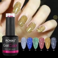 RONIKI Hersteller Flash-Diamant Disco-Gellack einweichen ausschalten Eigenmarke 12 Farben Nagel reflektierender Glitzer Gel Nagellack