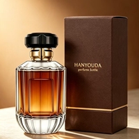 Flacon de parfum vintage gravé en relief de 100 ml, flacon pulvérisateur en verre vide, parfum Oud Arabe, capuchon extérieur noir, pompe pulvérisatrice dorée