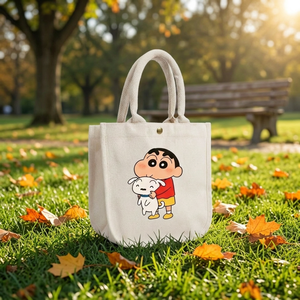 Bolsa de Lona de Crayon Shin-chan, 9x9x4.5 Pulgadas, Estilo Japonés, Gran Capacidad, Plegable, Cierre con Hebilla, 300 GSM, Para Todas las Estaciones - Product Image 5