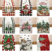 Nappe de Noël en toile de jute à carreaux Buffalo avec sapins de Noël, chemin de table XM-032, vente en gros, collection 2025