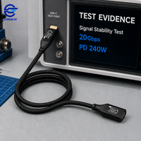 Câble d'extension USB 3.2 USB-C mâle vers femelle LUNGKAY de qualité industrielle, 20 Gbit/s, 240 W, 4K 60 Hz, personnalisé pour ordinateur portable, station d'accueil, SSD, OEM, ODM