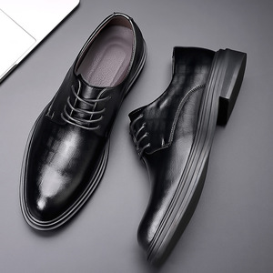 Zapatos de Vestir de Cuero Suave para Hombre, Negros, Formales, para Boda, Negocios, Oficina, Oxfords Antideslizantes, Resistentes al Desgaste, Estilo Juvenil - Product Image 1