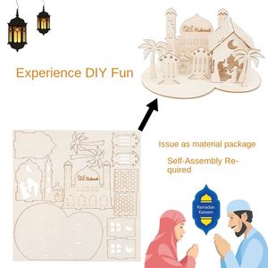 Wholesale Wooden <b>Table</b> Ornament EID Mubarak Islamic Home Decor Gifts Muslim Festival DIY Puzzle Design Ramadan Decorations - Product Image 4
