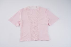 Haut à manches courtes en dentelle patchwork Pure Desire et chemisier transparent uni pour femme - Product Image 2