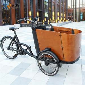 Triciclo Eléctrico Familiar con Caja de Pasajeros de Madera, Motor de 250W de Tracción Media, Transporte Seguro para Niños, para Desplazamientos Urbanos en Europa - Product Image 1