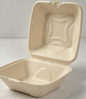 Boîte à lunch en bagasse compostable, conteneur alimentaire biodégradable en canne à sucre avec couvercle pour restaurant, pique-nique