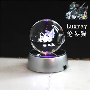 Yeni tasarım gravür kristal lüks pokeball topu toptan gece lambası Poke topu hediyeler