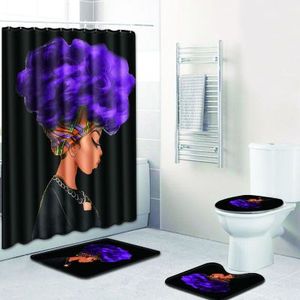 Produits afro-américains vendus ensemble de rideaux de douche 3D magiques pour fille noire, ensemble de rideaux de douche de bain africains de haute qualité/ - Product Image 4