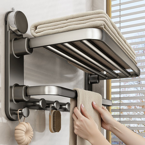 Towel Rack With Suction Cup 4 Bars <b>Storage</b> Shelf Organizer For Bathroom Shower - Product Image 1