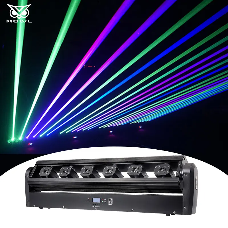 MOWL 6 Heads Eyes DMX RGB Full Color Moving Head Laser Light Price for Bar dj Disco Night Club Stage