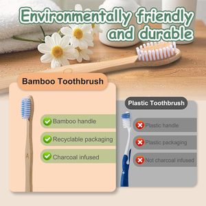 Brosses à dents en bois naturel biodégradables et recyclables avec logo personnalisé en gros, brosses à dents en bambou pour adultes - Product Image 2