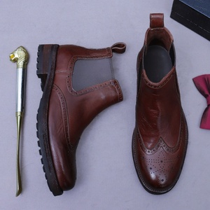 Nuevas Botas de Hombre Británicas Vintage con Suela de Cuero Goodyear Welt, Botas de Negocios Versátiles de Caña Alta - Product Image 2