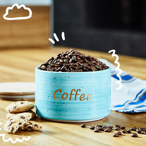 Pintado a mano cerámica decoración almacenamiento hermético tarros para café té con azúcar personalizado tapa de Bambú - Product Image 4