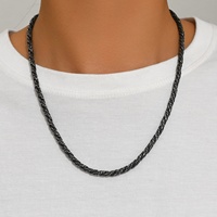Collar de Cadena de Eslabones de Acero Inoxidable Galvanizado con Cuerda Trenzada, Estilo Retro Simple Europeo Americano, para Hombre, Ideal para Fiestas