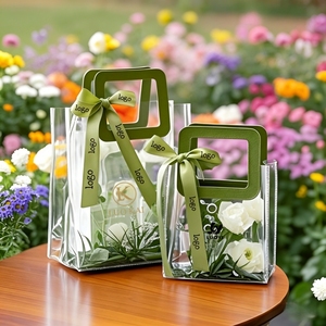 Reusable Waterproof Clear PVC <b>Gift</b> <b>Bag</b> Custom Logo Handbag with Handle for <b>Gift</b> Packaging in Bulk - Product Image 1