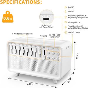 Máquina de Sonido Blanco para Dormir Bebés con Luz Nocturna y Reproductor de Sonidos Naturales - Product Image 3