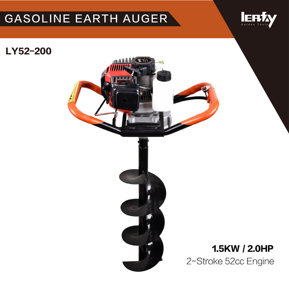 Heavy Duty Earth Auger Drill - 52CC Gas Powered Machine