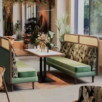 Table de restaurant en pierre frittée avec banquette en U de style Asie du Sud-Est pour café, salon de thé et restaurant de nouilles