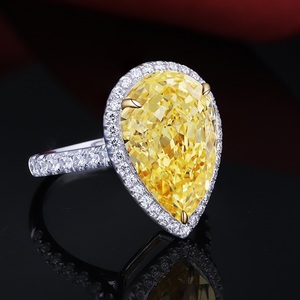 คริสมาสต์ของขวัญปีใหม่ที่กำหนดเองเพชรเครื่องประดับอัญมณี18พันทอง5.0ct <span class=keywords><strong>สี</strong></span><span class=keywords><strong>เหลือง</strong></span>ลูกแพร์แหวนหินสำหรับผู้หญิง - Product Image 4