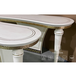 High End Hotel Apartment Living Room Furniture Oval White <b>Console</b> <b>Tables</b> Long Wooden <b>Tables</b> With <b>Gold</b> Frame 01 Oval <b>Console</b> - Product Image 3