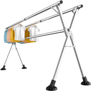 Tendedero de Ropa Retráctil de Acero Inoxidable en Forma de X, Plegable, para Balcón Exterior - Product Image 1