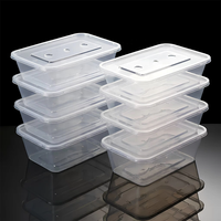 Conteneur alimentaire rectangulaire transparent en PP, jetable, personnalisé, compatible micro-ondes et congélateur, pour la préparation de repas et la vente à emporter en gros
