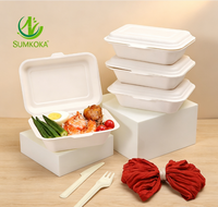 Boîte à emporter en bagasse Sumkoka, écologique et biodégradable, 9x6 pouces, type européen, pour l'emballage alimentaire, emballage alimentaire biodégradable