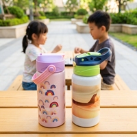 Bouteille d'eau personnalisée en aluminium pour enfants, sans BPA, réutilisable, avec poignée, anti-fuite, pour l'école et les activités de plein air, vente en gros