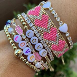 LS-B1276 ROSA Braccialetti fatti a mano Per Le Donne Miyuki 2020 Unico della lettera di amore del cuore in oro borda il Braccialetto Dei Monili del Regalo - Product Image 1