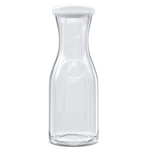 Ensemble de 2 carafes en verre avec couvercles, pichet à eau de 1 litre pour <span class=keywords><strong>bar</strong></span> à mimosa, brunch, eau froide avec couvercles en plastique - Product Image 2