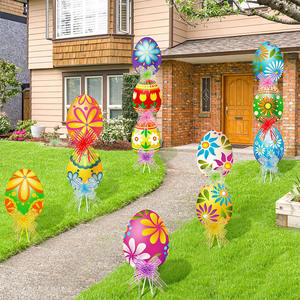 2024 Joyeuses <span class=keywords><strong>Pâques</strong></span> coloré oeuf thème jardin décoration extérieur jardin cour signe cartes avec piquets - Product Image 3