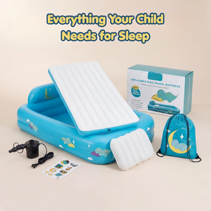 Blue Moon Star Print Kids <b>Inflatable</b> Travel Bed with Safety Rails for Toddlers Camping Home - Product Image 3